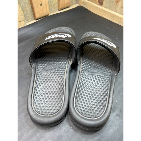 Nike Black Slide Sandals US 9 EU 42.5 Men's Benassi Just Do It Slide Sandals - Picture 3 of 6